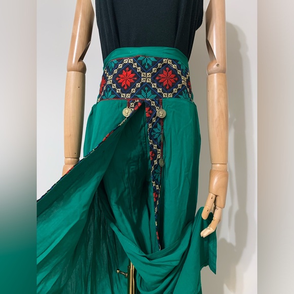 Green Hobo Embroidered Wide Leg Pants WITH OPENING! - Picture 10 of 17
